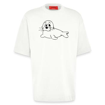Seehund - Heavyweight T-Shirt - made by SPREAD  - OFF WHITE - Vorne - Fiona (171cm)