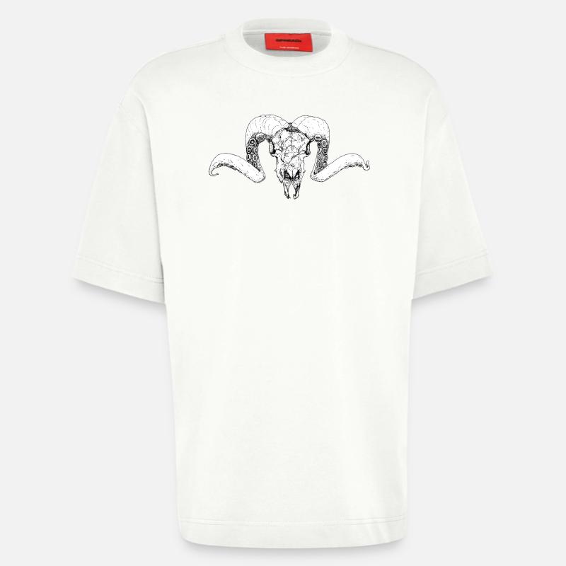 Ziegenkopf 2 - T-shirt bio épais oversize fabriqué en UE - OFF WHITE