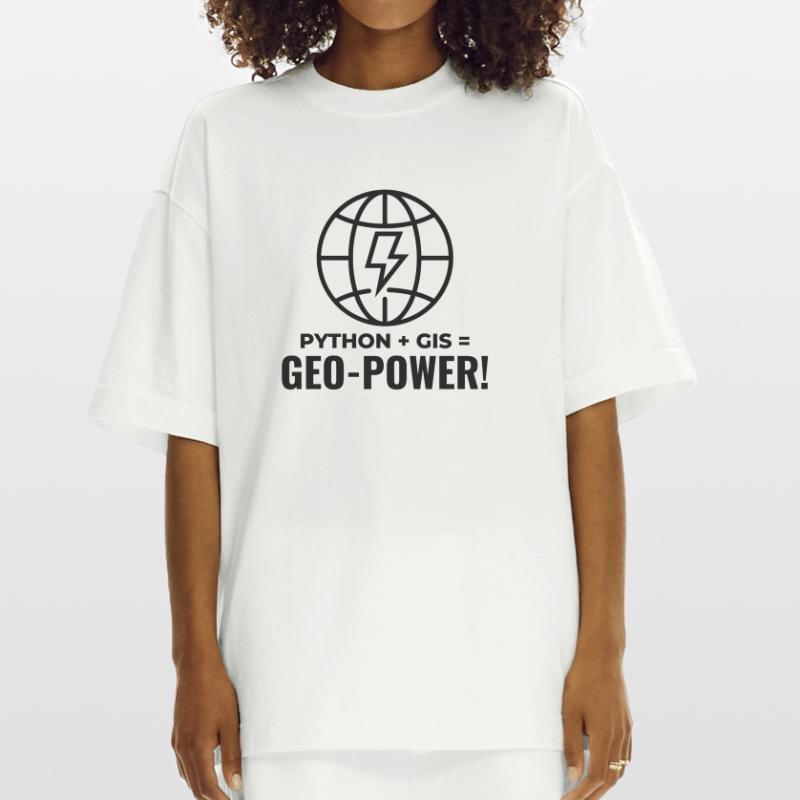 Python SIG Géo-Puissance Programmation Géospatial T-shirt bio épais oversize fabriqué en UE