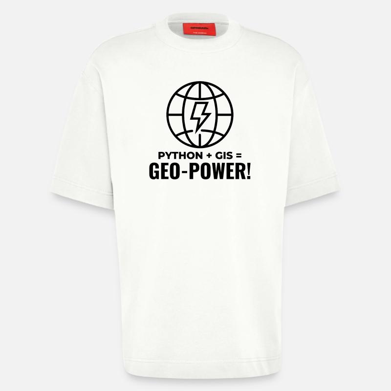 Python GIS Geo-Power Programming Geospatial - Heavyweight T-Shirt - made by SPREAD  - OFF WHITE