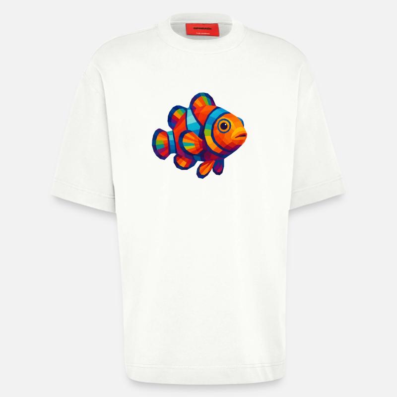 WPAP Polygon Stil Tiere - Clownfisch - Heavyweight T-Shirt - made by SPREAD  - OFF WHITE