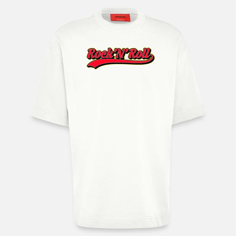 Rock 'N' Roll Retro Script Logo - Heavyweight T-Shirt - made by SPREAD  - OFF WHITE