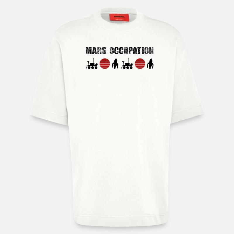 Constellation du Soleil Rouge Double Mars - T-shirt bio épais oversize fabriqué en UE - OFF WHITE