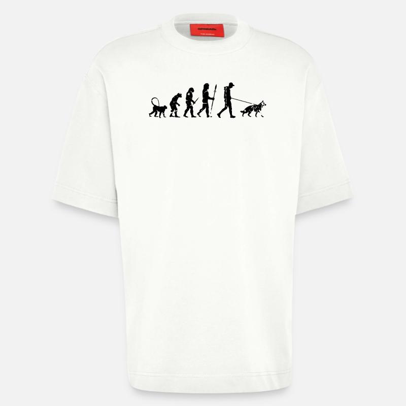 German Shepherd Evolution - Heavyweight T-Shirt - made by SPREAD  - OFF WHITE