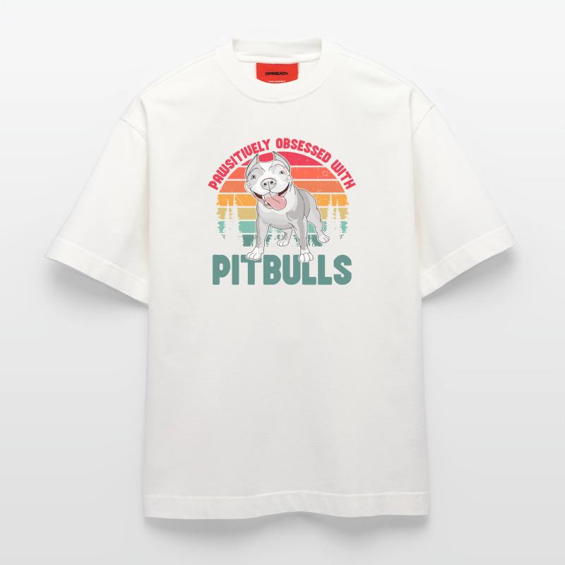 Pawsitivley obsessed with Pitbulls Heavyweight T-Shirt - made by SPREAD 