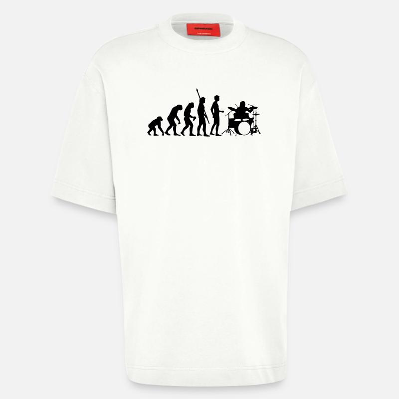 evolution_drummer_b_1c - T-shirt bio épais oversize fabriqué en UE - OFF WHITE