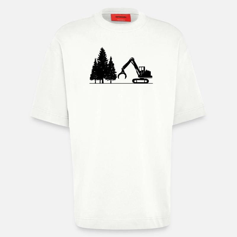 Conception de la moissonneuse - T-shirt bio épais oversize fabriqué en UE - OFF WHITE