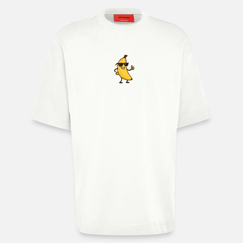 Banan tegneserie - Heavyweight oversized organic T-shirt made in EU - OFF WHITE