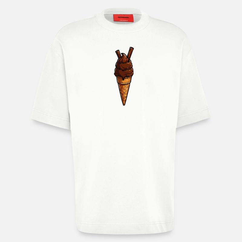 Schokoladen-Eis Cone Muster - Heavyweight T-Shirt - made by SPREAD  - OFF WHITE
