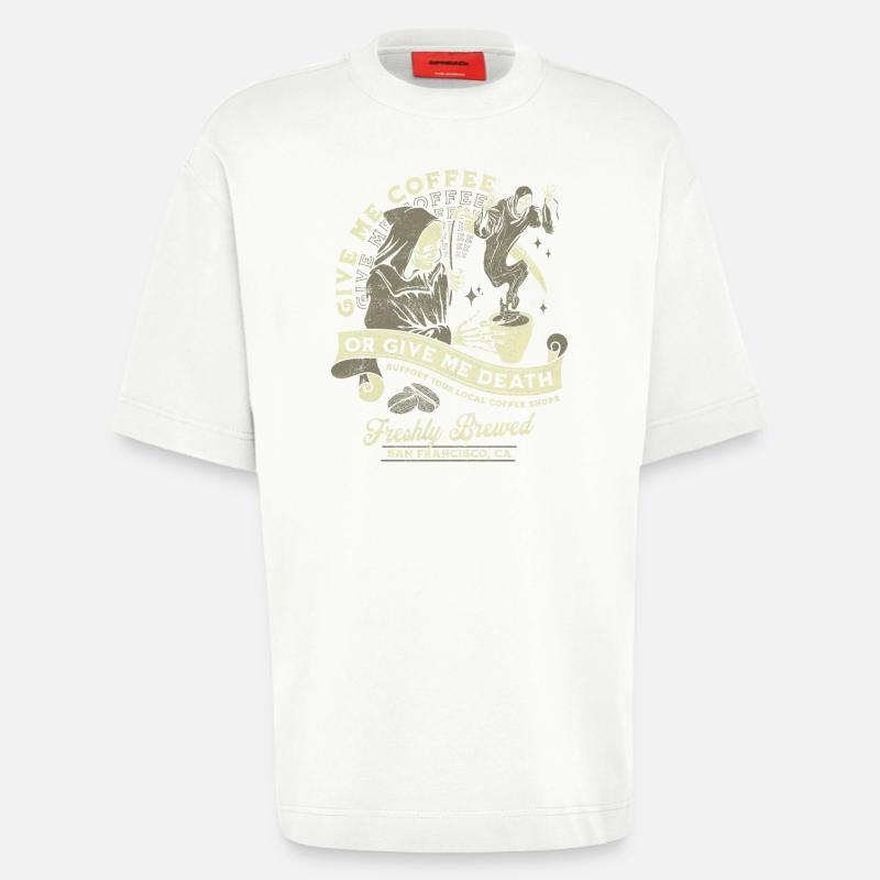 Kaffee oder Tod: Frisch Gebrüht - Heavyweight T-Shirt - made by SPREAD  - OFF WHITE