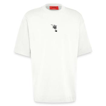 « Ambiance hivernale » - T-shirt bio épais oversize fabriqué en UE - OFF WHITE - Devant - Fiona (171cm)