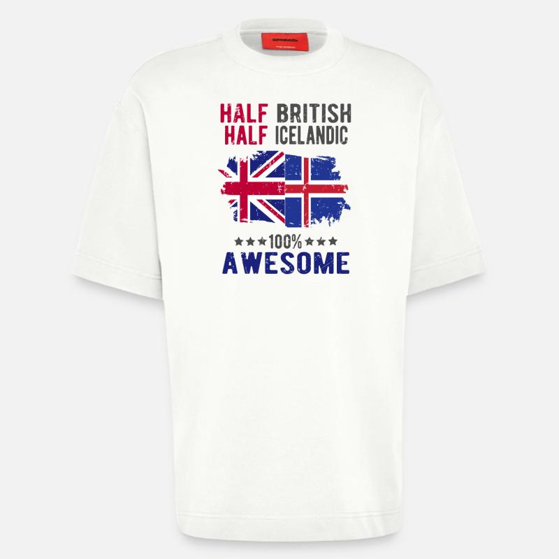 Half British Half Icelander - Heavyweight T-Shirt - made by SPREAD - OFF WHITE