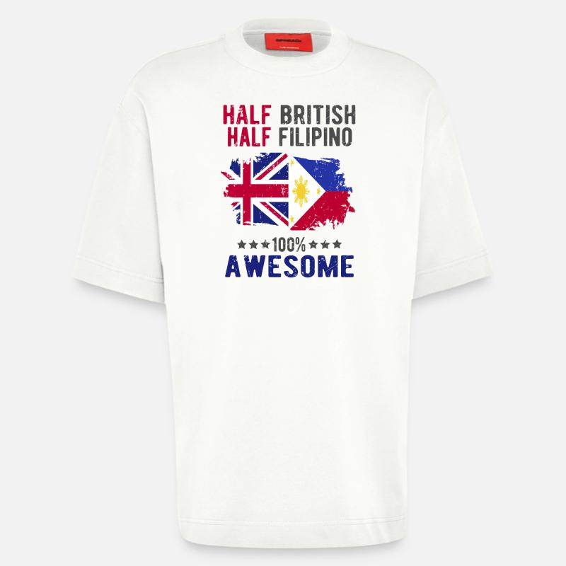 Halb Brite Halb Philippiner - Heavyweight T-Shirt - made by SPREAD  - OFF WHITE