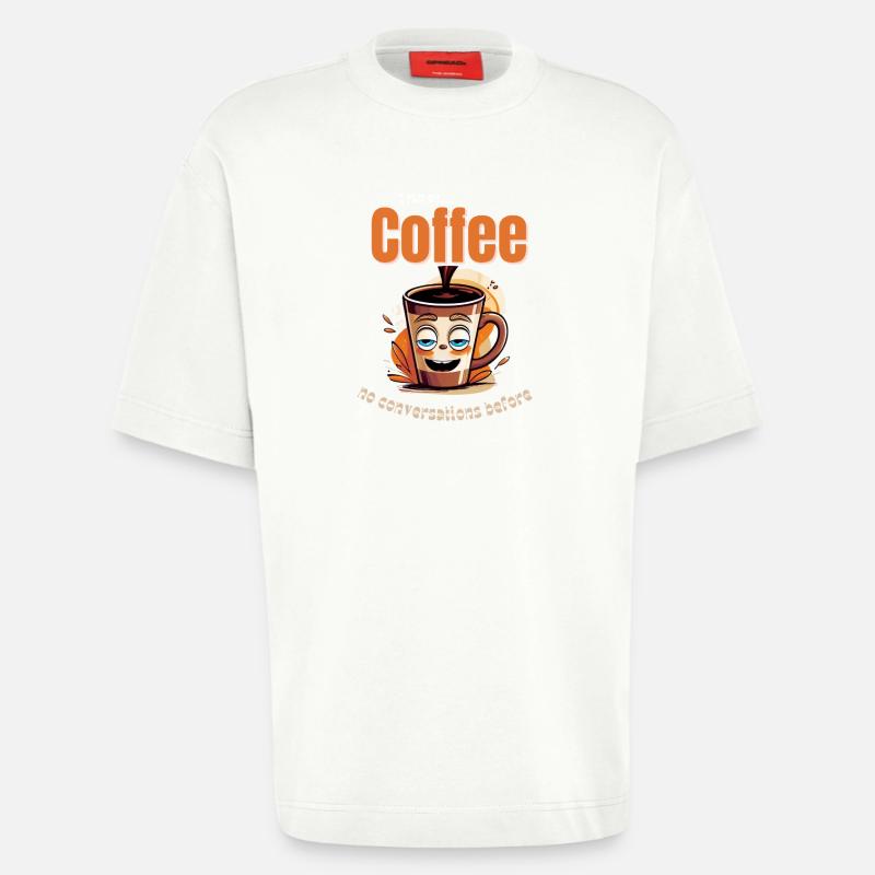 Coffee Mood – No Conversations Before Coffee - Heavyweight T-Shirt - made by SPREAD  - OFF WHITE
