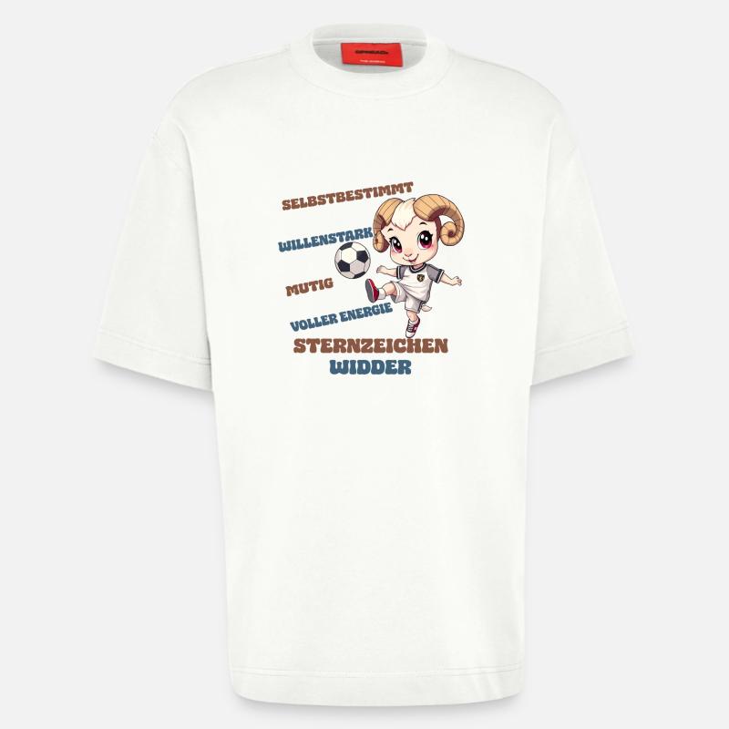 Fußball Sternzeichen Widder Eigenschaften Aries - Heavyweight T-Shirt - made by SPREAD  - OFF WHITE