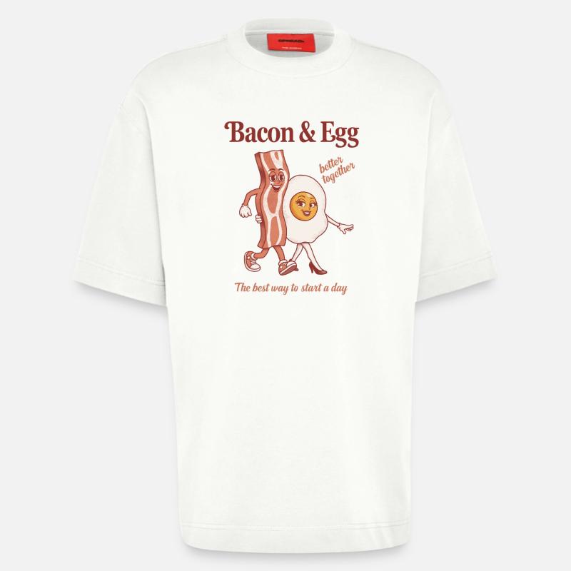 Bacon and Egg: Perfektes Duo - Heavyweight T-Shirt - made by SPREAD  - OFF WHITE
