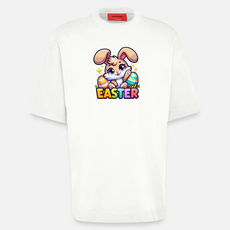 Happy Easter - Easter Bunny Illustration - Heavyweight T-Shirt - made by SPREAD  - OFF WHITE