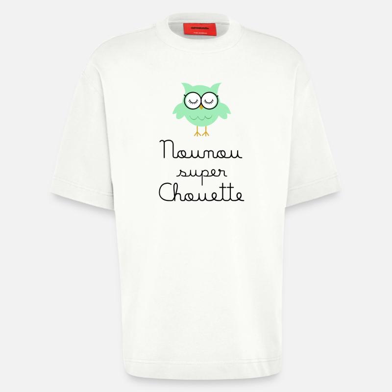 Kindermädchen große Eule - Heavyweight T-Shirt - made by SPREAD  - OFF WHITE