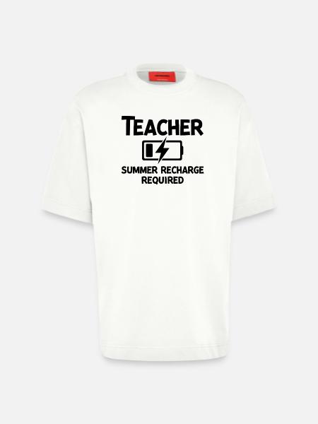 Teacher Summer Recharge Required - Heavyweight T-Shirt - made by SPREAD - OFF WHITE