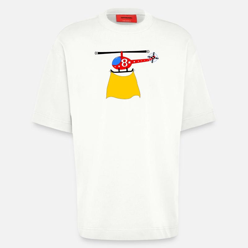 Hélicoptère Anniversaire 8 - T-shirt bio épais oversize fabriqué en UE - OFF WHITE
