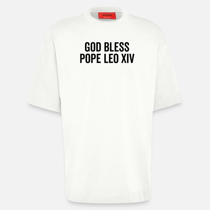 God Bless Pope Leo XIV - Heavyweight T-Shirt - made by SPREAD  - OFF WHITE