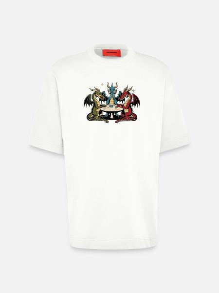 Dragons playing cards - Heavyweight T-Shirt - made by SPREAD - OFF WHITE