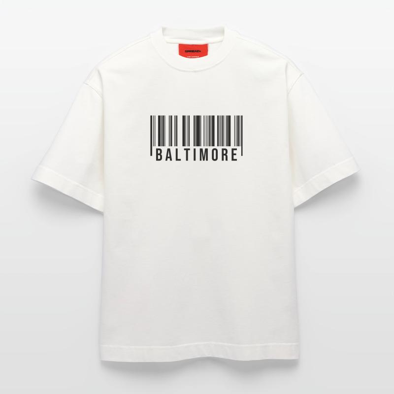 Code-barres Baltimore T-shirt bio épais oversize fabriqué en UE