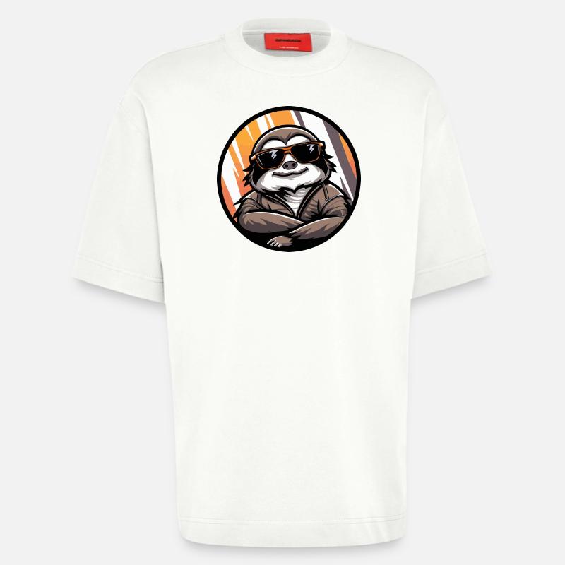 Sloth Cool Comic - Heavyweight T-Shirt - made by SPREAD - OFF WHITE