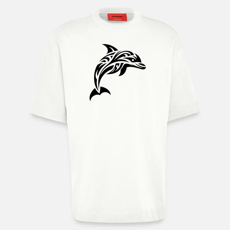 Springender süßer Tattoo Delfin - Heavyweight T-Shirt - made by SPREAD  - OFF WHITE