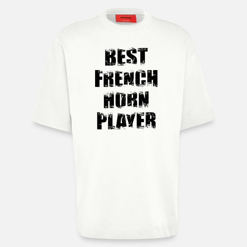 French horn player - Heavyweight T-Shirt - made by SPREAD  - OFF WHITE