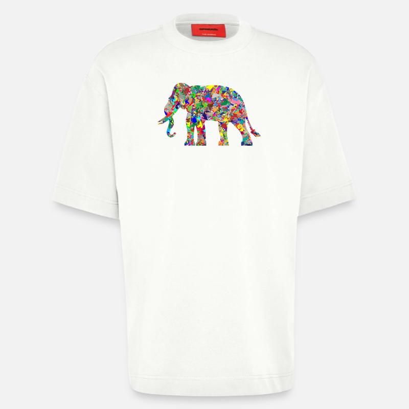 Elefant bunte Farbkleckse Geschenk Geschenkidee - Heavyweight T-Shirt - made by SPREAD  - OFF WHITE
