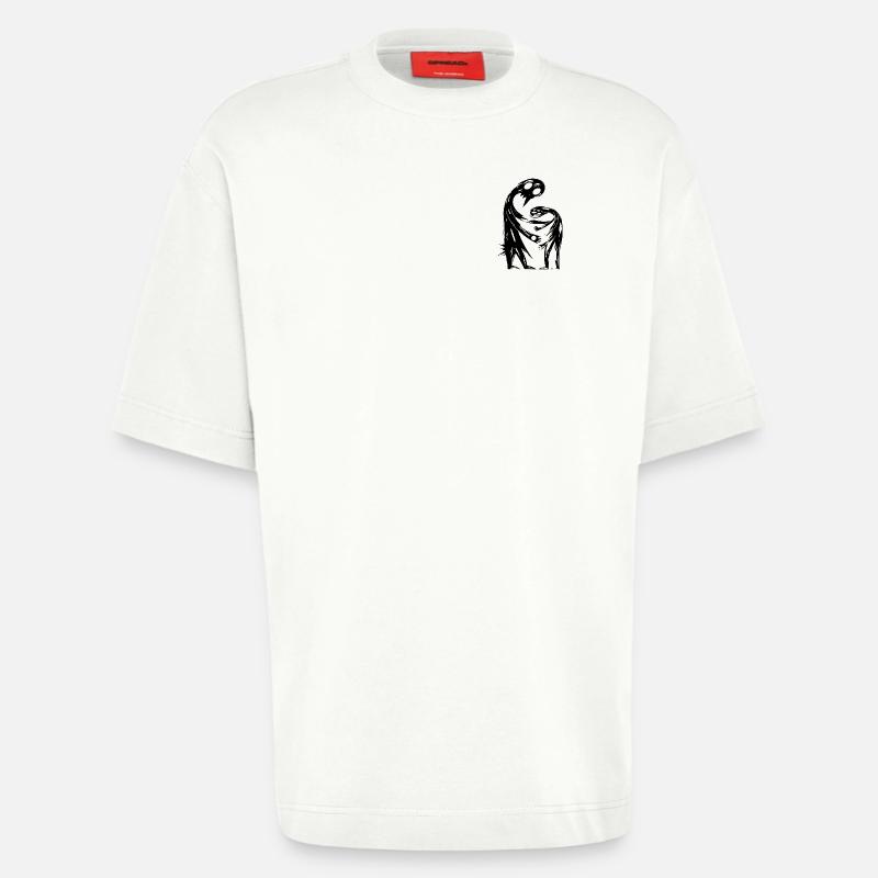Figures abstraites s’embrassent créativement - T-shirt bio épais oversize fabriqué en UE - OFF WHITE