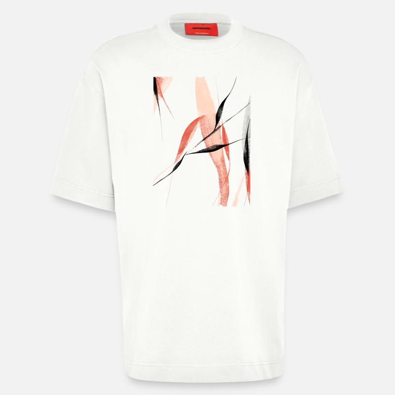 Branches de saule abstraites - T-shirt bio épais oversize fabriqué en UE - OFF WHITE