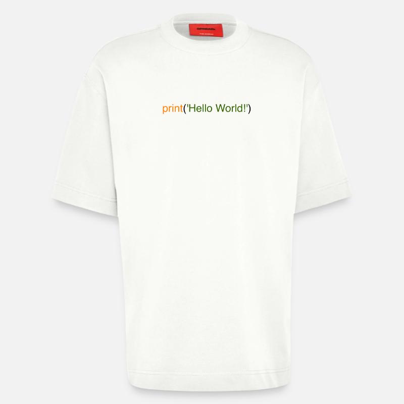 Bonjour le monde Python - T-shirt bio épais oversize fabriqué en UE - OFF WHITE