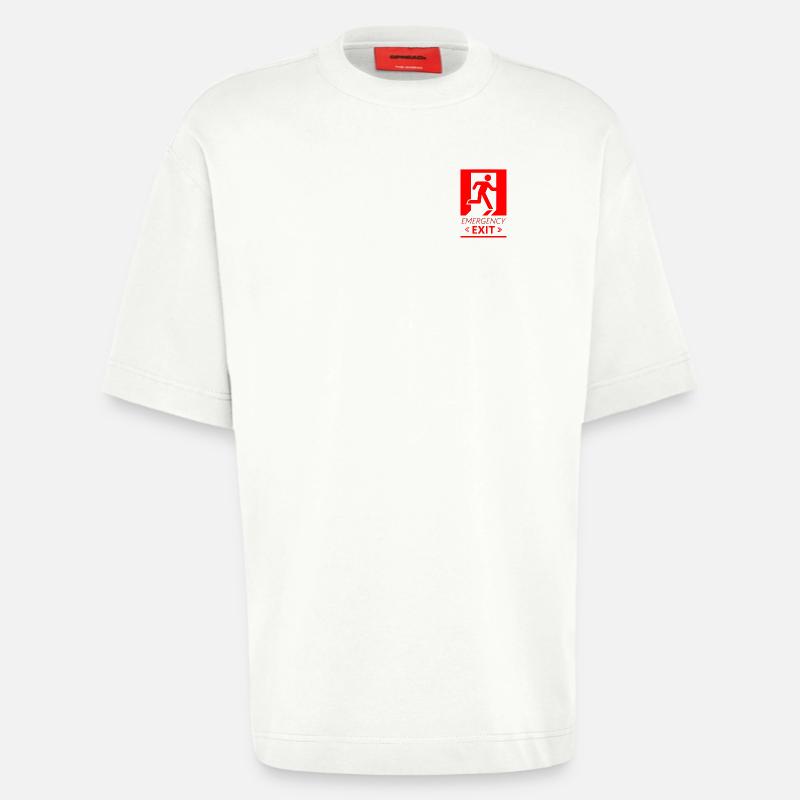 Emergency EXIT Basic Red - T-shirt bio épais oversize fabriqué en UE - OFF WHITE