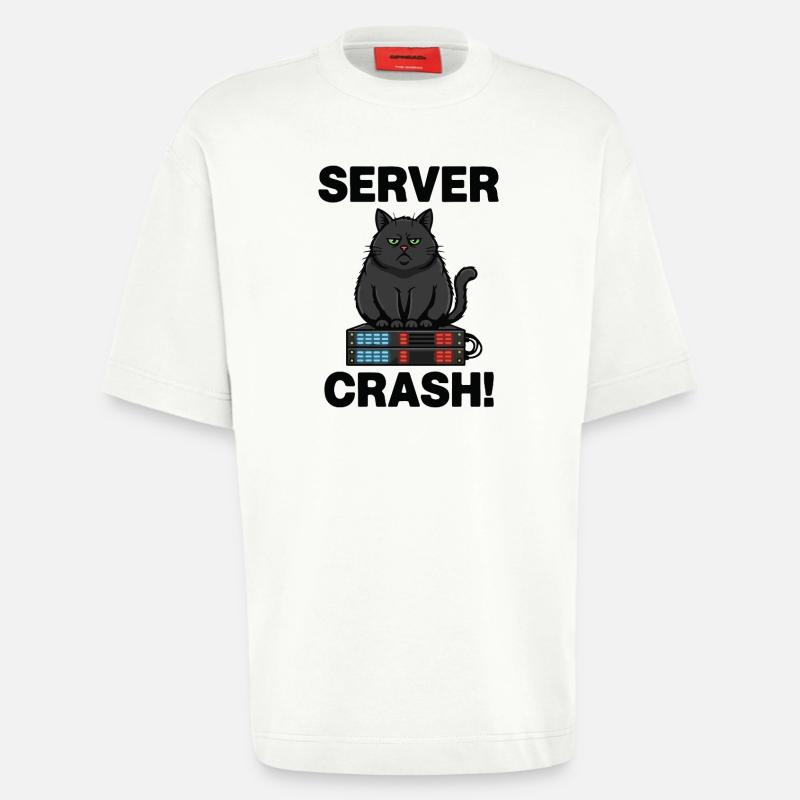 Server Crash Chat Informatique Humour - T-shirt bio épais oversize fabriqué en UE - OFF WHITE