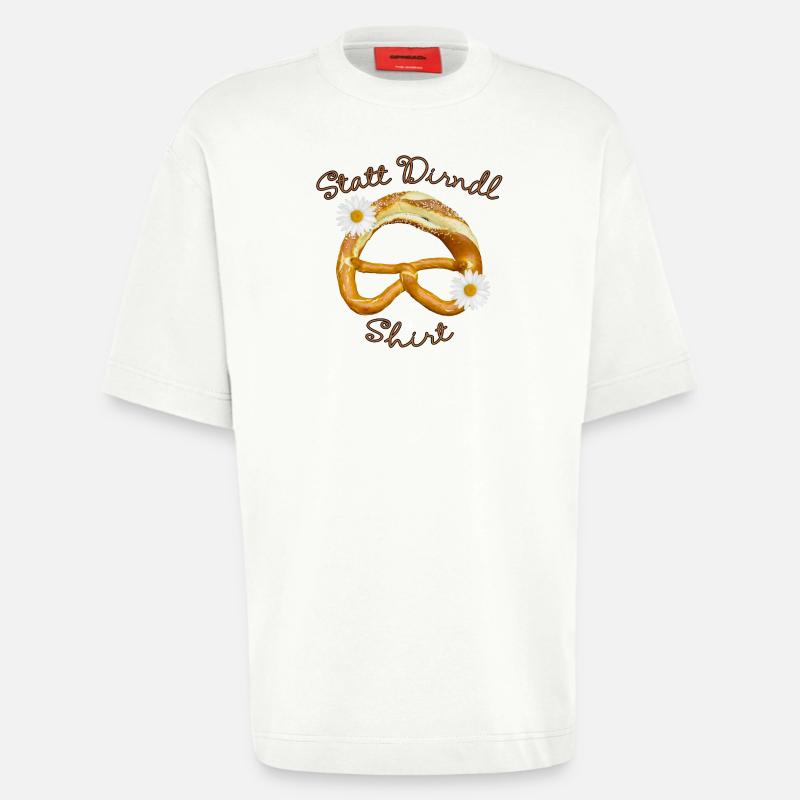STATT DIRNDL MAEDCHEN BREZEL - Heavyweight T-Shirt - made by SPREAD  - OFF WHITE