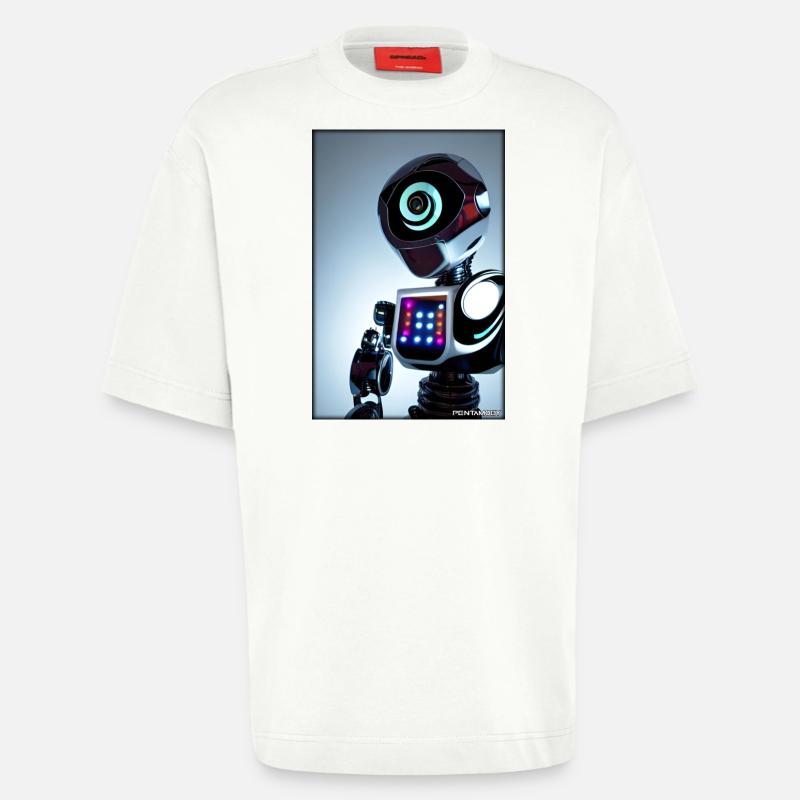Robot Future Technology Science Android - T-shirt bio épais oversize fabriqué en UE - OFF WHITE