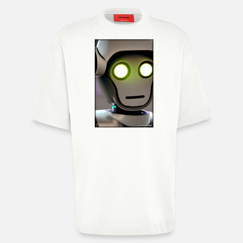 Robot Future Technology Science Android - T-shirt bio épais oversize fabriqué en UE - OFF WHITE