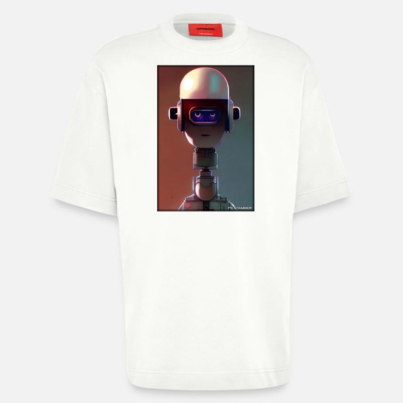 Robot Future Technology Science Android - T-shirt bio épais oversize fabriqué en UE - OFF WHITE