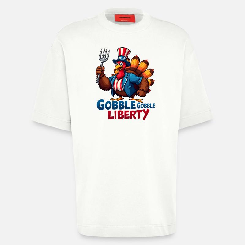 Gobble Gobble Liberty - Heavyweight T-Shirt - made by SPREAD  - OFF WHITE