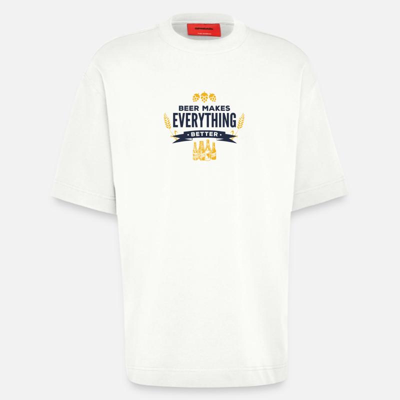 Beer makes everything better! - Heavyweight T-Shirt - made by SPREAD  - OFF WHITE