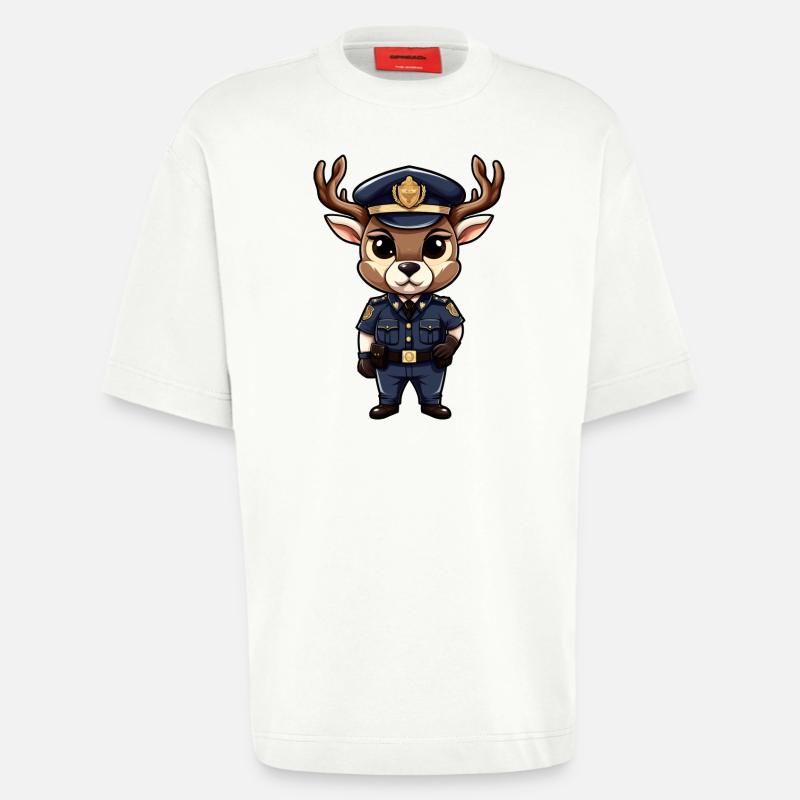 Polizei Hirsch - Heavyweight T-Shirt - made by SPREAD  - OFF WHITE