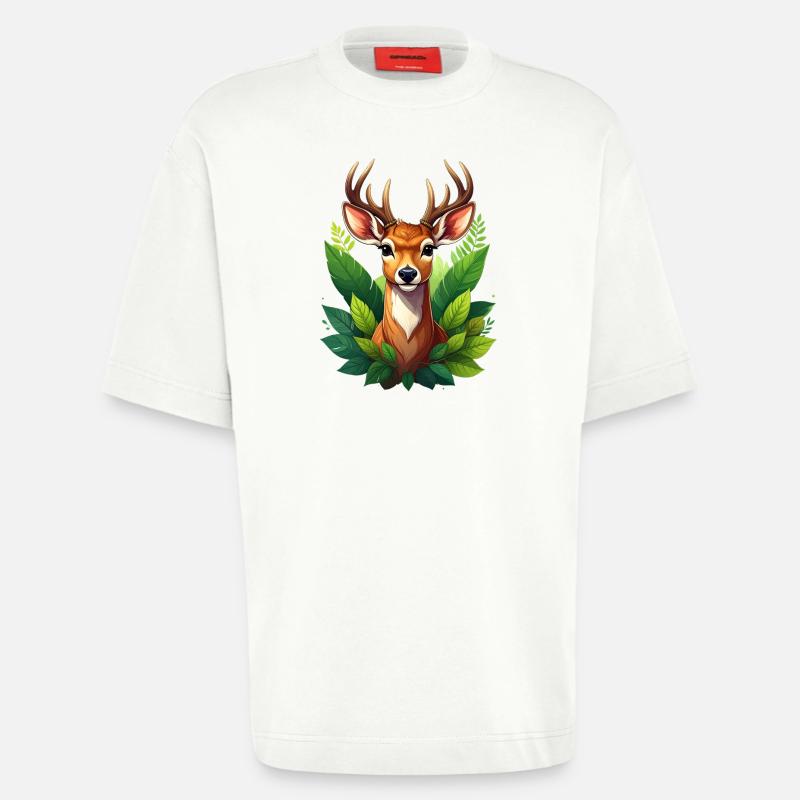 Ein Reh oder Hirsch im Wald - Heavyweight T-Shirt - made by SPREAD  - OFF WHITE