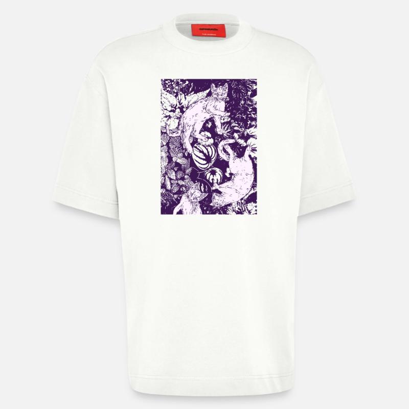 TROIS CHATONS BLANCS - T-shirt bio épais oversize fabriqué en UE - OFF WHITE