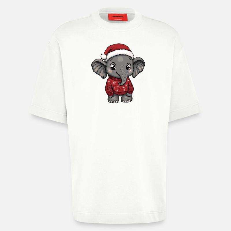 Elefant Weihnachten Comic - Heavyweight T-Shirt - made by SPREAD  - OFF WHITE