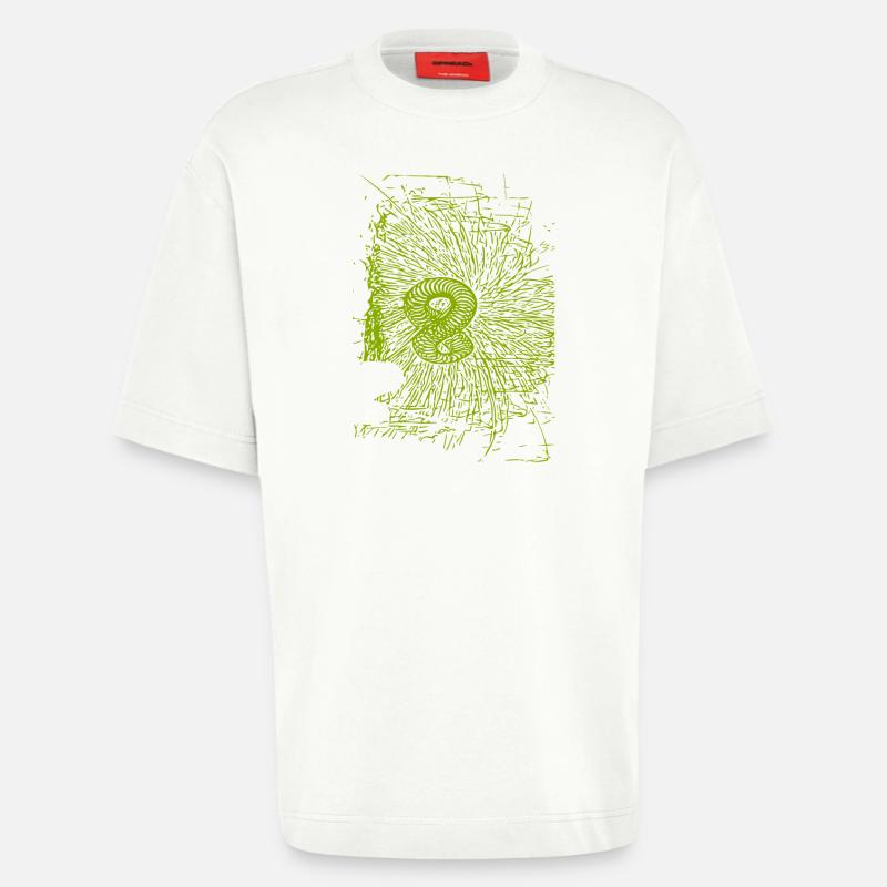 Conception abstraite - T-shirt bio épais oversize fabriqué en UE - OFF WHITE