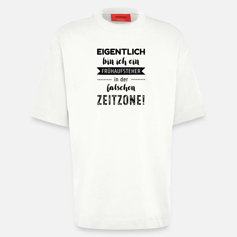 Eigentlich bin ich ein Frühaufsteher - Heavyweight T-Shirt - made by SPREAD  - OFF WHITE