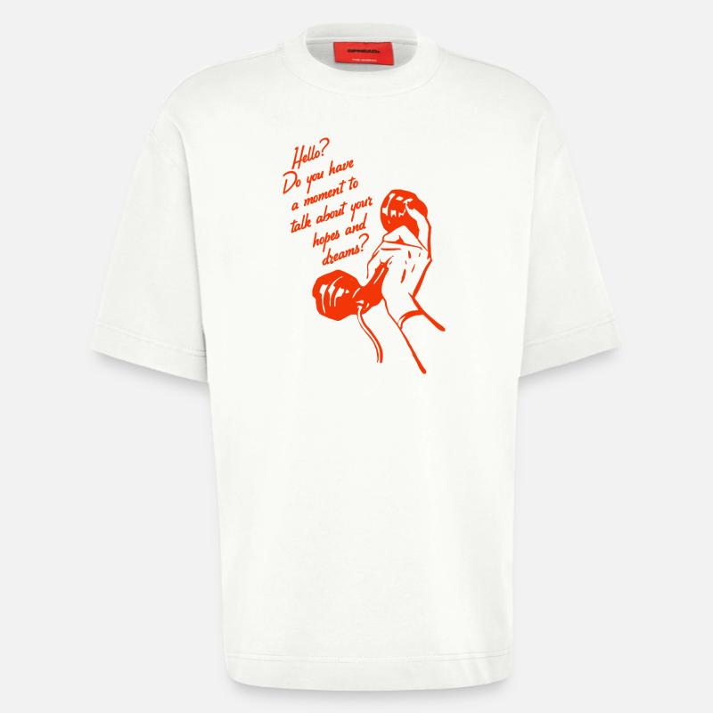 Conception de téléphone rétro – Conversation Hopes & Dreams - T-shirt bio épais oversize fabriqué en UE - OFF WHITE