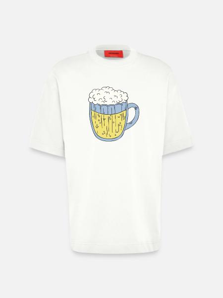 beer glass - Heavyweight T-Shirt - made by SPREAD  - OFF WHITE